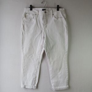 J.CREW Women’s White Denim Slim Boyfriend Jeans Cropped Cotton Size 31 #771